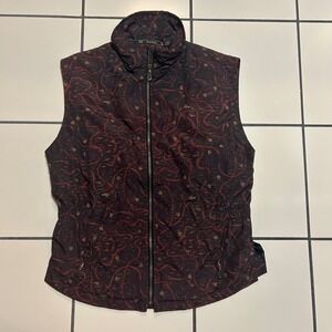 Sunice Equestrian Print Vest Women M Full Zip Pockets Barn Chorewear‎ Riding